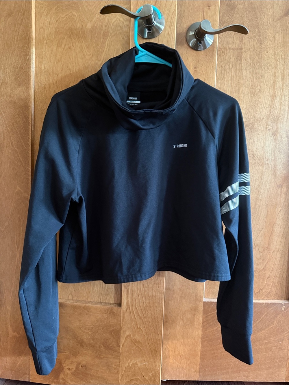 Stronger Black Cropped Funnel-Neck Sweatshirt